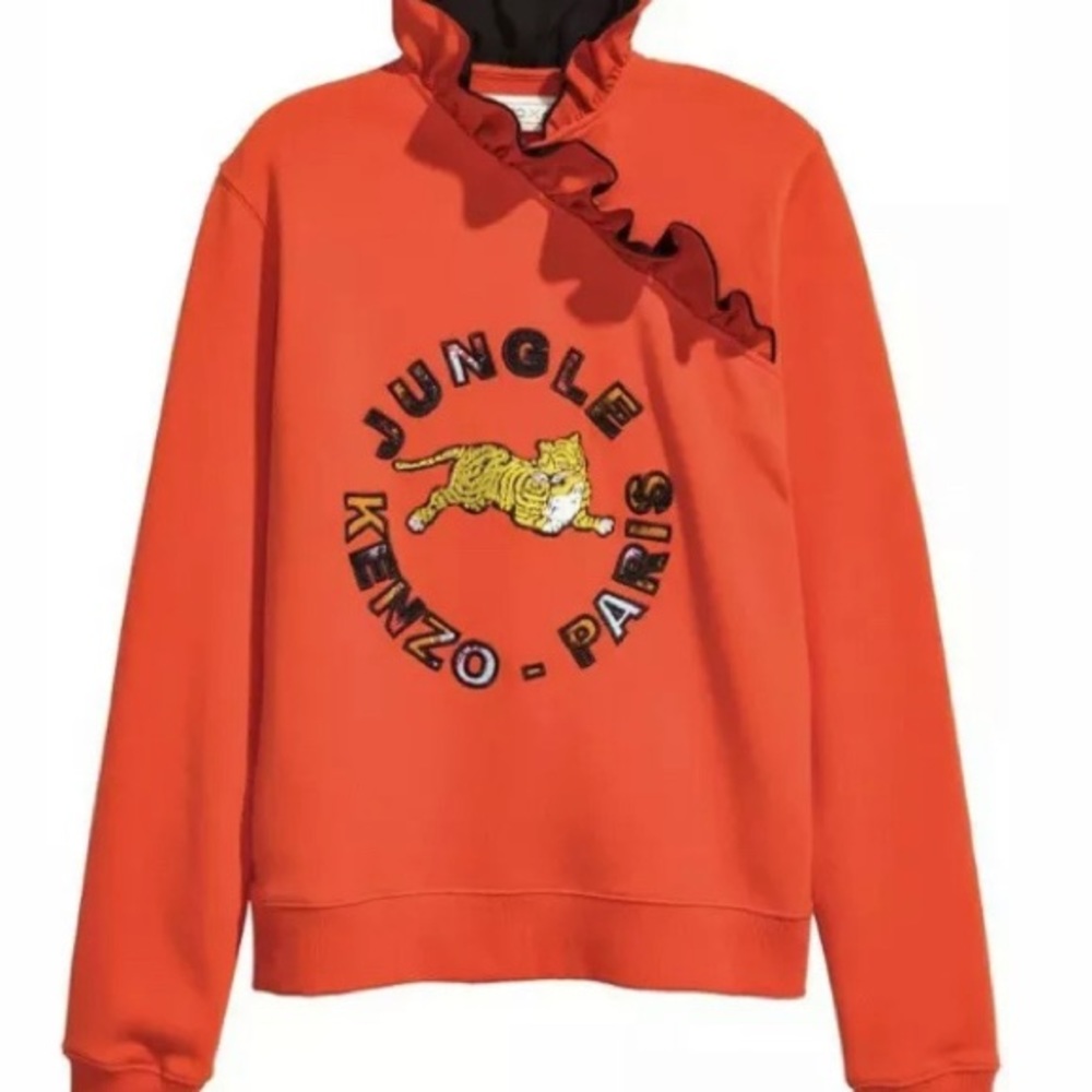 Kenzo x H&M Sweatshirt  Orange Ruffle Collar Small